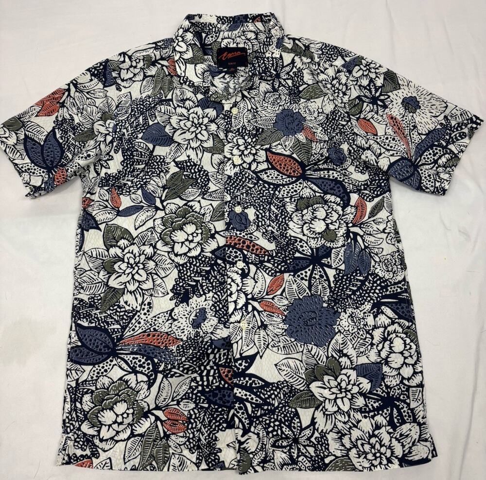 Egara Dress Slim Fit Shirt Men’s M Button Up Short Sleeve Tropical Floral Preppy